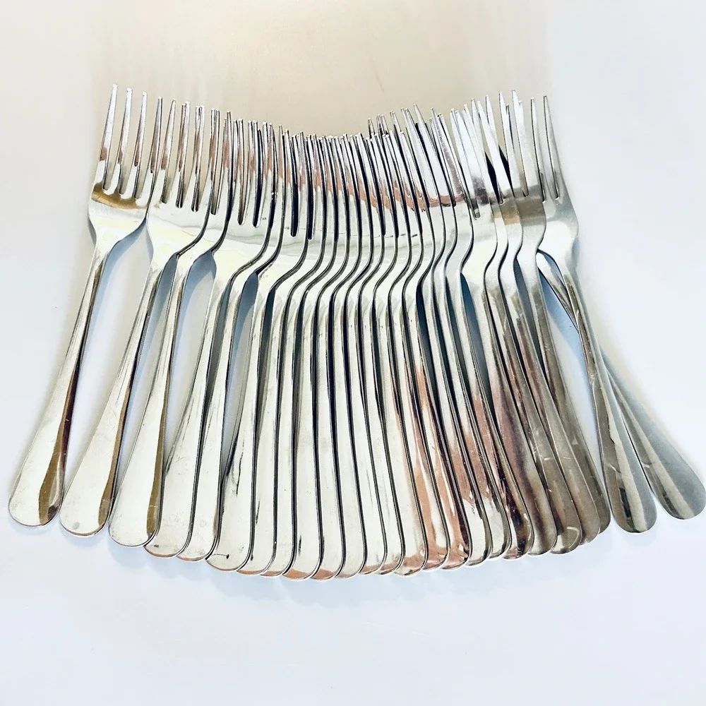 25 Stainless Forks Flatware Fork Lot SIMPLE SOLID Mixed Mismatched Vtg EXCELLENT